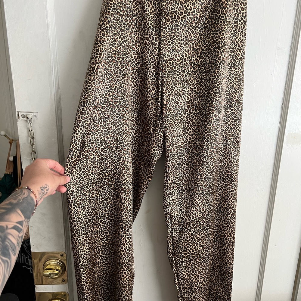 Vintage Leopard Print silk Pants - Neutral Animal Print